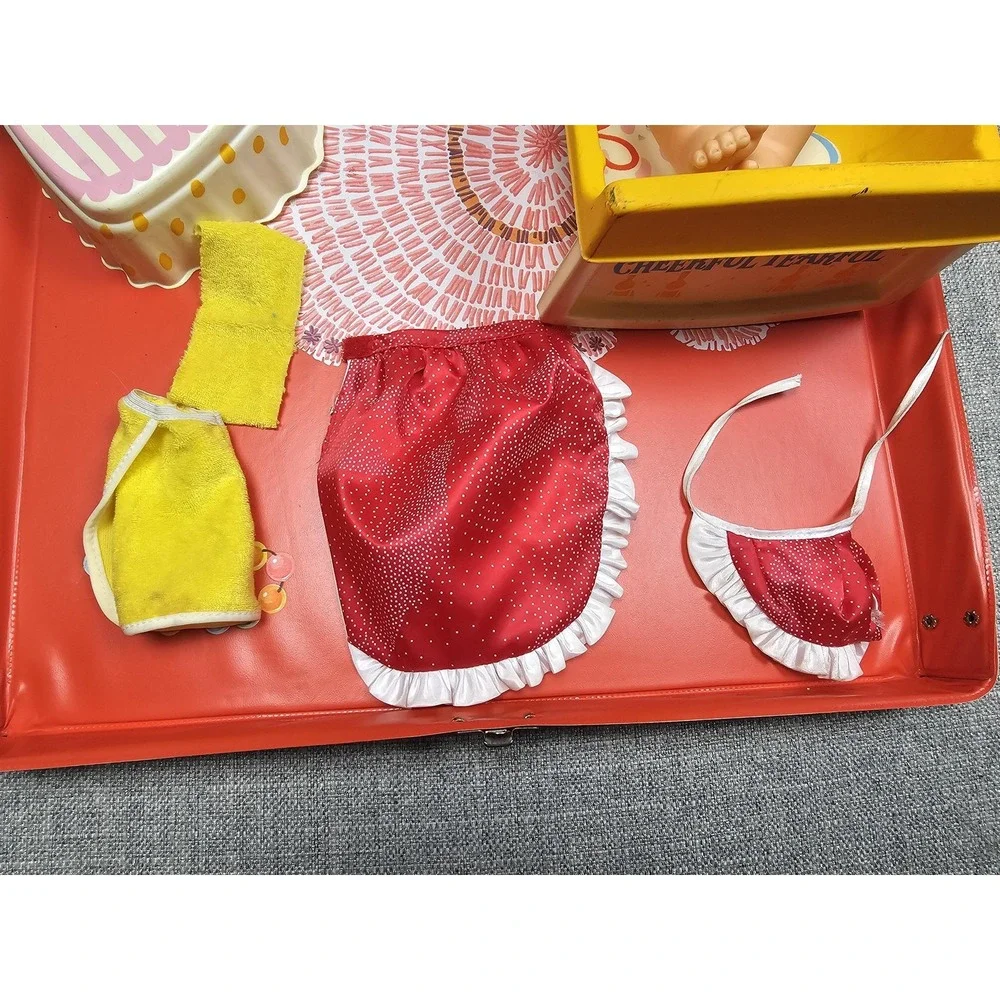 Mattel Cheerful Tearful Nursery Baby Doll Playset Case Bed Chair 1965 Vintage